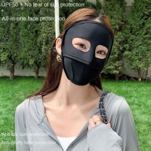 BVRZO Solid Color Ice Silk  Full Face UV Protection Sunscreen  Elastic Face Scarves Face Cover Women/Girls