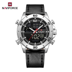 NAVIFORCE Original Mens Watch 30m Waterproof Genuine leather Strap Watches Seiko Movement Sport Outdoors Multifunctional Alarm Luminous Display NF9253L