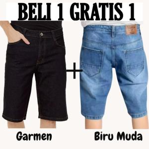 JEANS PENDEK PRIA STANDAR POLOS PROMO PAKET ISI 2 CELANA KHUSUS VARIAN GARMEN DENIM NON STRETCH TIDAK MELAR 27-38