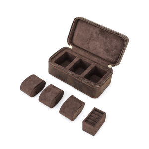 Liên hệ gia đình da thật 3 lưới hộp đồng hồ đồ trang sức hộp lưu trữ du lịch vỏ di động cho phụ nữ món quà tốt nhất