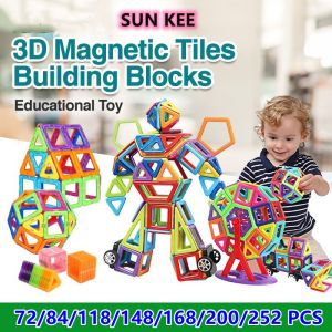 72/84/118/148/168/200/252 pcs 3D Magnetic Tiles Building Blocks Construction Toys Kids Stacking Blocks Set