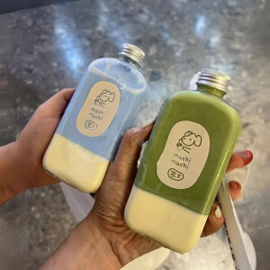 400/500ML Pet Plastic Juice Bottle Cute Yogurt Bottle Tour Drinking Bottle W/Aluminum Cap for Milk Tea/Juice/Fruit Tea Drink