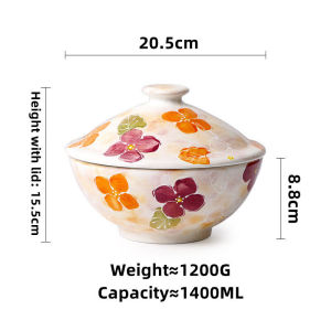 OMK Japanese Style Hand Painted Ceramic tableware Set Salad Bowl Dinner Plate Large Capacity Soup Bowl With Lid Coffee Cup and Saucer Set