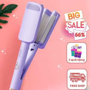 Máy Uốn Tóc Xoăn Sóng Nước Hippie 32 Thiết Kế 3 Trục Gốm Sứ Ceramic Cao Cấp Máy Làm Xoăn Sóng Nước Chỉnh Nhiệt Tạo Kiểu