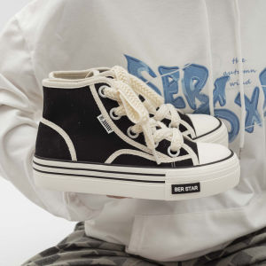 Womens High-Top Canvas Shoes 2023 New Autumn All-Matching ins R Casual Sneakers Womens Preppy Style Platform Shoes Trendy