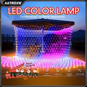 LED Mesh Fairy String Lights Solar String Fairy String Christmas Fishing Net Light Waterproof For Lawn Garden Walkways Weddings Lights Aatroxw