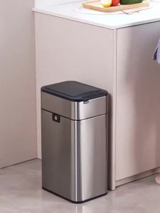 [30L]Smart Trash Can Liter Wastebasket Stainless Steel Automatic Sensor Trash Can Food Waste Bin Large Kitchen Garbage Cube