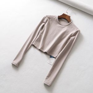 SUMMERTOP | BJ1749 Crop Top Atasan Long Sleeve Knit Wanita Kaos Baju Polos Slim Fit Lengan Panjang