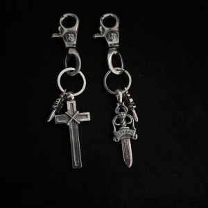 Ćhřomę & Ĥeaŕts S925 Retro Hip-hop Sword Cross Accessories Keychain Pendant All-match