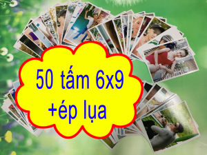 in ảnh 6x9 + ep lụa giá 1.5k 1 tấm (combo 30 tấm 40 tấm 50 tấm) mua trên 70 tấm được tặng thêm album ảnh 6x9 đựng đủ ảnh