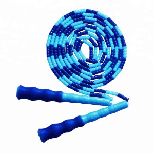 Jump Rope for Kids and Adult - Skipping Rope Soft Beads for Sports Fitness - Adjustable Vibrant Colour with PVC Pouch