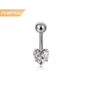 【PCWFKef】 Tinh thể Zircon cơ thể đồ trang sức bụng nút nhẫn thép không gỉ sao tròn vuông rõ ràng Zircon cổ điển rốn bụng nút Nhẫn Khuyên đồ trang sức