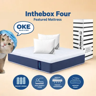 Kasur Spring Bed INTHEBOX Four - FREE Bantal Kasur Ukuran 90x200 100x200 120x200 140x200 160x200 180x200 & 200x200 Kasur garansi 10 tahun Kasur murah Kasur berkualitas Kasur lantai