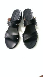 Dép cao gót nữ da bò thật VI VI cao cấp Đế cao 45 phân