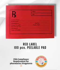 White and Red Labels for Pharmacy PEELABLE PAD