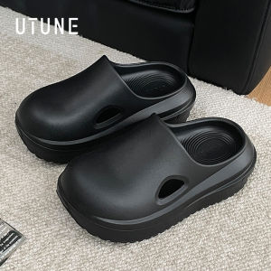 Free Shipping Youdao WomenS Outdoor Summer New Thick-Soled Height-Increasing CoupleS Closed-Toe Half-Slipper Travel Beach Shoes Non-Slip