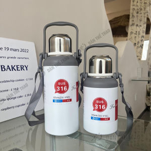 Bình nước giữ nhiệt dây đeo bình đựng nước inox 316 thể thao tập gym đeo chéo đi học loại xịn
