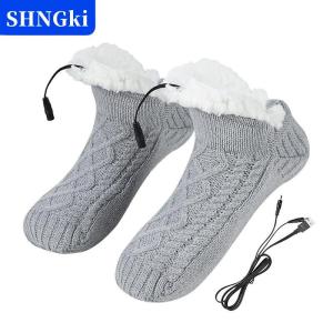 [COD] 🔥🔥🔥SHNGki Điện Nước Nóng Lông Cừu Vớ Dép Đi Trong Nhà Cho Nam Giới Phụ Nữ Mùa Đông USB Sưởi Ấm Pad Dệt Kim Vớ Chân Nóng