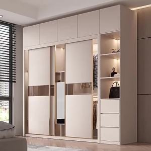 Sliding Door Wardrobe European Simple Household Bedroom Assembly Large Cabinet Modern Sliding Door Storage Wardrobe