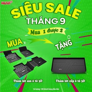 Thảm lót sàn ô tô Vinfast VF9 (6 chỗ) Huvi nhựa TPE nguyên sinh không mùi không thấm nước không ẩm mốc