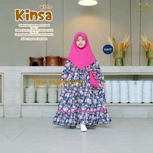 Kinsa Kids Gamis Anak Motif Bunga Nia Rumaisha - Gamis Dress Anak Perempuan Set Hijab