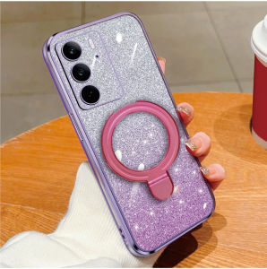 Casing Magsafe Realme C75 C75X C71 C73 Luxury Gliter Premium TPU Ring Magnetic Soft Case