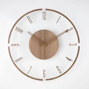 FFBH Creative Transparent Floating Digital Wall Clock 3D Wood Grain Modern Home Decoration Wall Clock Background Wall B3K9H