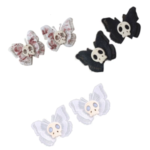 Punk Skeleton for Butterfly Shape Hair Scrunchies Elastic Hair Clips Soft Hair Pins Ropes Xmas Hair Accessories for Girl