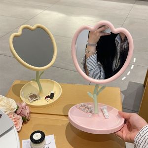 BAIXL Classic Tulip Shaped Dressing Mirror Detachable Cute Table Mirror Multifunction 360 Degree Rotation Makeup Mirror Women