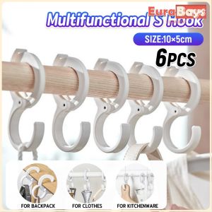 E.B.【Ready in Stock】 6Pcs Multifunctional S-type Hanging Hook Plastic Hook for Kitchen/Bathroom/Toilet