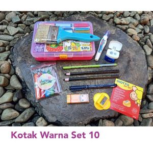 Kotak Peralatan Menggambar Warna Set 10 Rautan Krayon Kuas Alat Kerik Gambar Drawing Pen Pensil Penebal Gambar Correction Pen  Rautan Dua Lubang Pensil Penghapus