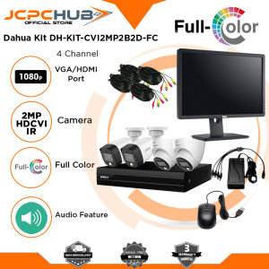 Dahua Full Color CCTV Kit 2MP HD 1080P – 4 Camera Package with Built-in Mic Audio Recording Easy Setup Motion Detect