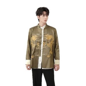 【Ready Stock🇲🇾】MAN Tang suit Chinese Traditional Man Shirt男刺绣唐装 samfu men men clothing traditional shirt - 239