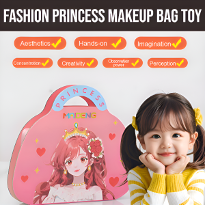 [Exclusive Childrens Makeup Room] Fashion Princess Makeup Bag Toy Girls Birthday Gift DIY Handmade Children Toy Non-Toxic Make Up Beauty Toys Set