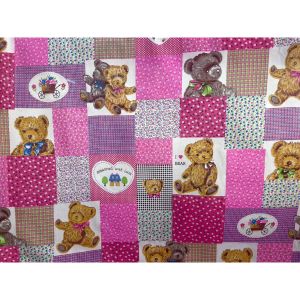 ผ้าเมตร ผ้าโพลีเยสเตอร์ ลายการ์ตูน ลายหมี ลายสิงโต ราคาถูก หน้ากว้าง 45 นิ้ว หน่วยขายเป็นเมตร