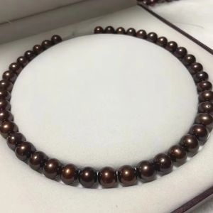 Natural 10-13mm Brown Chocolate Pearl Necklace 777AA
