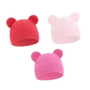 3pcs Baby Bonnet Caps Cute Ear Pattern Autumn Winter Cotton Hat Comfortable Crochet Knitted Warm Hat Breathable