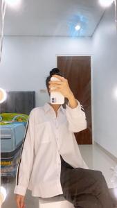 Shane Clothing Kemeja Wanita List Lengan Panjang Bahan Katun Import 720