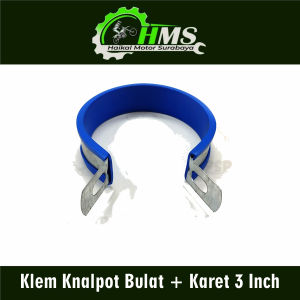 Klem Knalpot Bulat + Karet 3 Inch - Bracket Breket Silincer Karet Pelindung Sabuk Kenalpot Universal