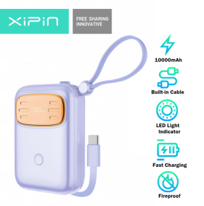 XiPin D500 10000mAh 22.5W + PD20 Mini Dual Built-In Cable High Quality Fast Charging Power Bank