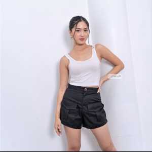 Hot Pant Celana Cargo Wanita Celana Pendek Haigwaist Korean Style