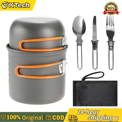 【NEW】 Camping Cookware Set Aluminum Alloy Camping Cooking Set with Handle Travel Cutlery Utensils for Camping 1-2 Persons