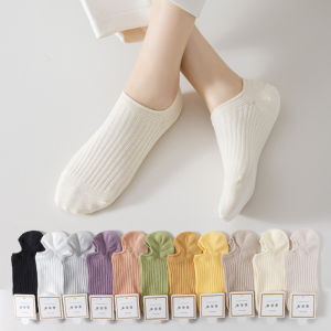 Socks Boat Socks Womens Solid Color Cotton Socks Womens Belts Silicone Non-slip