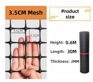 50M Black Plastic Fence Net Chicken Net Geogrid Garden Range Fence Aperture 2cm