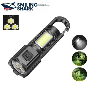 SENTER MINI 3 LED SMILING SHARK SD-5253 - 3 MODE CAHAYA - BISA DI GANTUNG - BISA CAS - TYPE-C