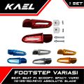 Footstep Belakang Alumunium Variasi Honda Beat FI-F1/Scoopy/Spacy/Vario 110-125-150/Revo-Absolute/Blade Foot Step Pijakan-Kaki Warna Merah-Silver-Biru-Gold-Emas. 