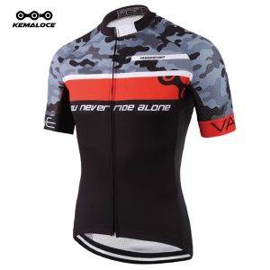 KEMALOCE Camouflage Cycling Jersey Fashion Coolmax Fabric Cycling Wear Men Quick Dry Fit Equipment Cheap Professional Bike Shirts