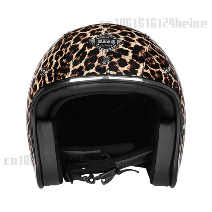 Leopard Print Retro Helmet Women's Motorcycle Half Helmet Personality Cool  Cat Ears Helmet DOT Certification Casco Moto Lazada PH