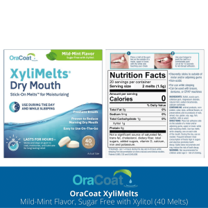 OraCoat® XyliMelts Dry Mouth Stick-On Melts Fast Relief from Dry Mouth Symptoms with Xylitol (40 Count)