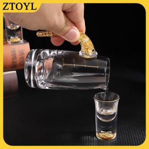 ZTOYL  Sang trọng pha lê thủy tinh Vodka thủy tinh Sake Shochu Thanh thủy tinh rượu mùi đôi đáy vàng lá thủy tinh cốc trà quà tặng cao cấp rượu mạnh